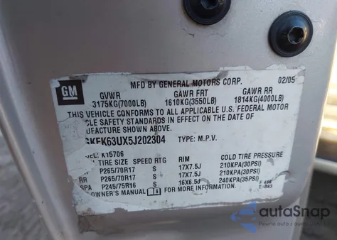 2005 GMC Yukon Denali from USA, damaged, VIN 1GKEK63UX5J202304